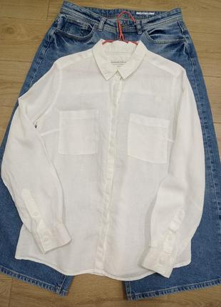 Базовая белая льняная рубашка m&amp;s