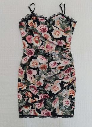 Сукня, коктейльна, на бретельках, троянди, від rinascimento, їталія, в стилі dolce & gabbana