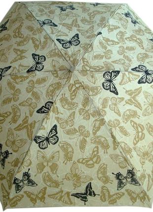 Зонт zest женский механика 5 сложений, цветной плоский. расцветка светлые бабочки