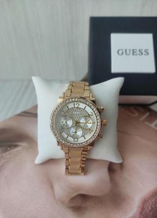 Женские наручные часы guess со стразами gold