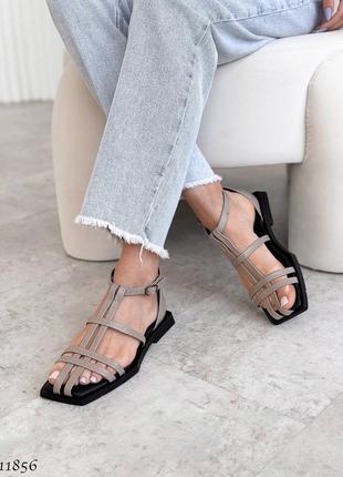 Босоножки женские сандалии трендовые стильные кожаные5 фото