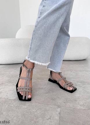 Босоножки женские сандалии трендовые стильные кожаные6 фото