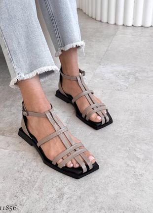 Босоножки женские сандалии трендовые стильные кожаные8 фото
