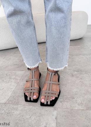 Босоножки женские сандалии трендовые стильные кожаные7 фото