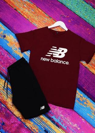 Комплект на лето, мужской костюм шорты, футболка new balance