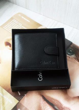Чоловічий шкіряний гаманець ck у коробці black