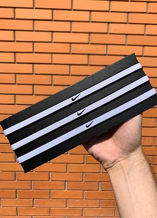 Спортивная белая повязка на голову nike headband (1 шт)