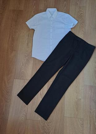 Нарядный костюм для мальчика/чёрные брюки/белая рубашка с длинным рукавом для мальчика
