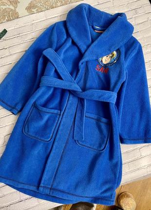 Флисовый синий халат на парня 6-7 лет