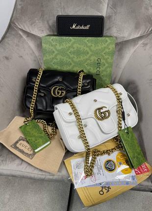 Стильная фирменная женская сумка gucci  в черном цвете, гуччи, натуральная мягкая кожа на цепочке