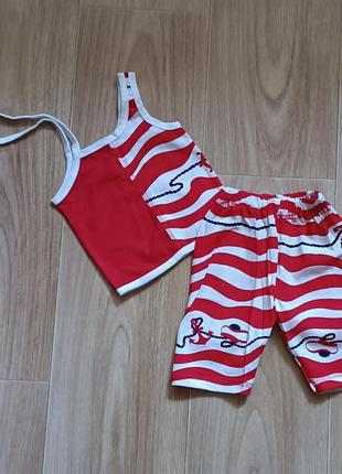 Літній костюм комплект на дівчинку р.80 - 9-12 місяців, 32501, майка + шорти