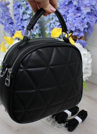 Жіноча стильна та якісна сумка рюкзак чорна6 фото
