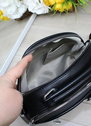 Жіноча стильна та якісна сумка рюкзак чорна7 фото