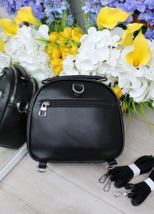 Жіноча стильна та якісна сумка рюкзак чорна3 фото