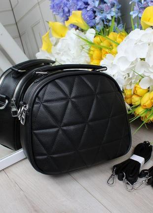 Жіноча стильна та якісна сумка рюкзак чорна2 фото