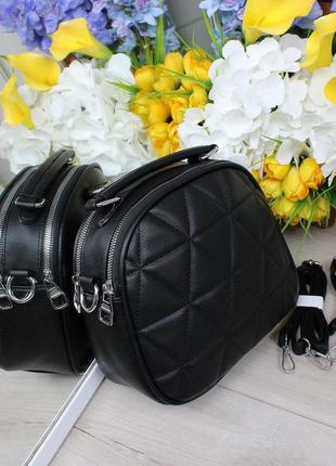 Жіноча стильна та якісна сумка рюкзак чорна4 фото