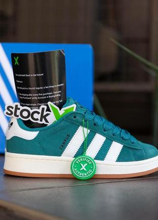 Женские кроссовки adidas campus dark green white