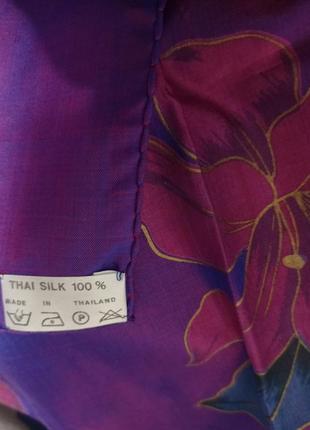 Ро1. шелковый большой фиолетовый женский платок с лилиями тайский шелк4 фото