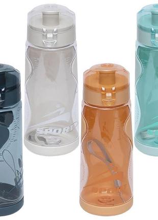 Бутылка для воды "цилиндр прозрачная" с держателем пластик 0,5л 6907