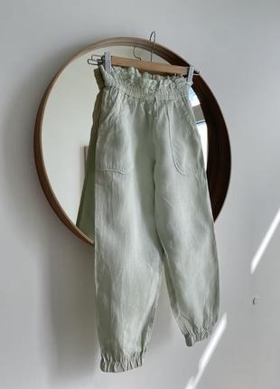 Льняные брюки джоггеры от zara kids на 8-9 лет 128 см брюки лен лен