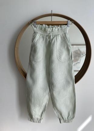 Льняні штани джогери від zara kids на 8-9 років 128 см брюки лен льон4 фото