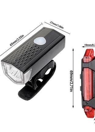 Велосипедний акумуляторний ліхтар в комплекті зі стоп сигналом3 фото