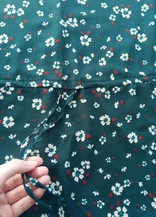 Блузка на кулиске cache/кофта изумрудного цвета в цветочный принт/распродажа/тренд3 фото