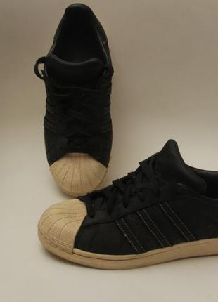 Adidas superstar 80s black nubuck leather trainers 38 рр 23.5 см стелька суперстары