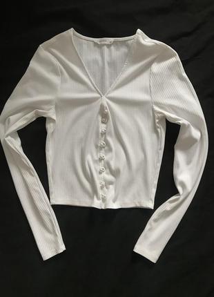 Біла блуза в рубчик