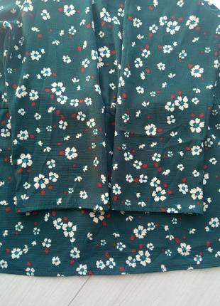 Блузка на кулиске cache/кофта изумрудного цвета в цветочный принт/распродажа/тренд5 фото