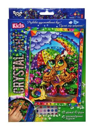 Набір креативної творчості "crystal art kids" сова danko toys cart-01-10, 9 кольорів, 6 форм