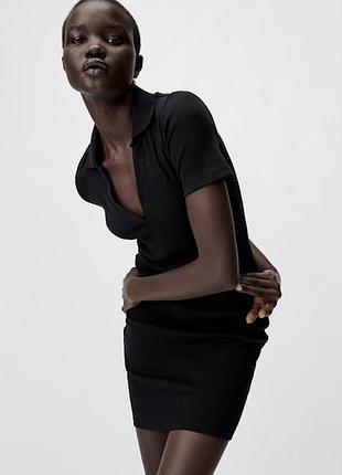 Сукня бавовняна жіноча міні комір поло zara