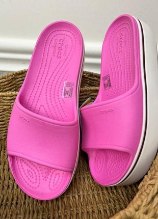 Женские кроксы crocs crocband platform slide pink лидер продаж