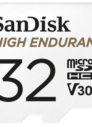Карта пам'яті microsdxc 32gb uhs-i/u3 class 10 sandisk high endurance r100/w40mb/s + sd-adapter (sds