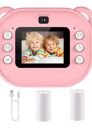Розовый дитячий фотоапарат миттєвого друку