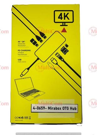 03-04-106. mirabox otg 8 in 1 usb type c hub dock with rgb
