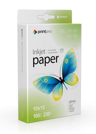 Фотобумага printpro глянцевая 230г/м2 10x15см 100л (pge2301004r)