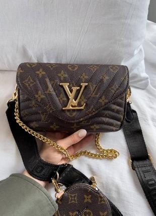 Lv wave multi pochette brown black