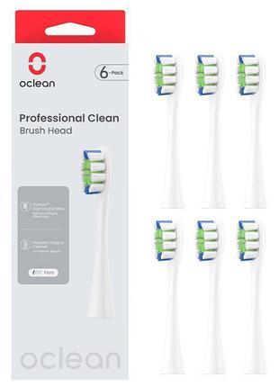 Насадка для зубної електрощітки oclean p1c1 w06 professional clean brush head white (6 шт) (6970810553802)