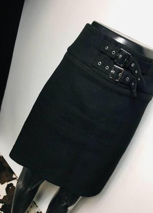 Черная высокая юбка из плотной ткани с ремешками от zara woman с brandusa4 фото