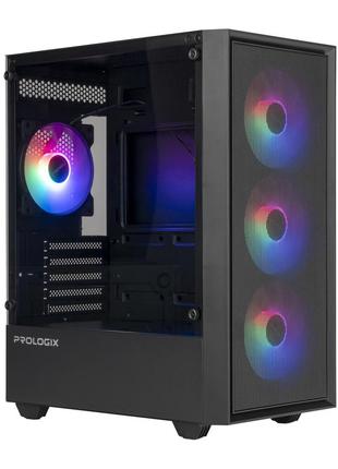 Корпус prologix e107 tempered glass black без бж