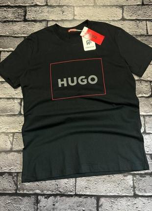 Мужская черная футболка hugo boss люкс качества 😎