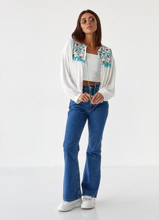 Женская блуза-накидка с вышивкой7 фото