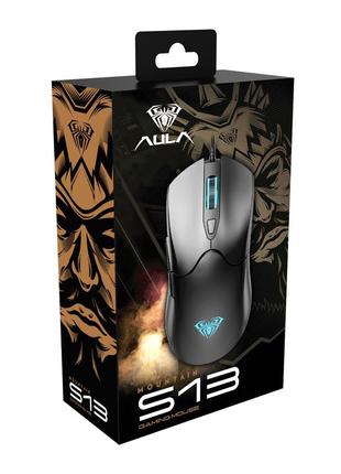 Мишка aula s13 wired gaming mouse with 6 keys black (6948391213095)7 фото