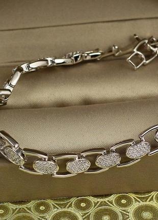 Браслет xuping jewelry модний овал 17 см 7 мм сріблястий