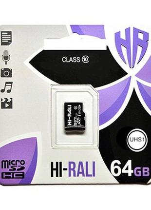 Карта пам'яті microsdxc 64gb class 10 hi-rali (hi-64gbsdcl10-00)