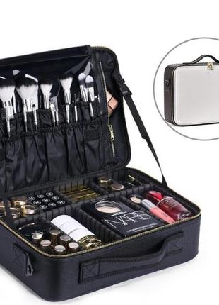 Кейс органайзер для косметики дорожный beauty box maxi черно белый