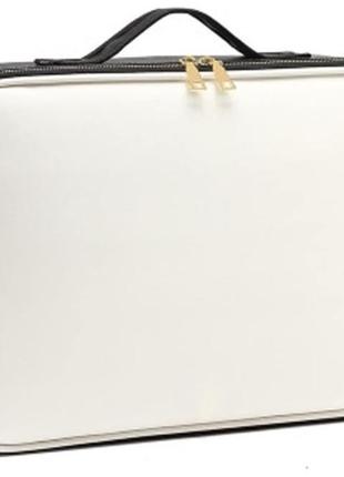 Кейс органайзер для косметики дорожній beauty box maxi чорно білий6 фото