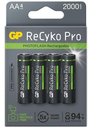 Акумулятори gp recyko+ pro photo flash 2000 (gp210aahcf-2apceb4) aa/hr06 ni-mh 2000 mah bl 4 шт