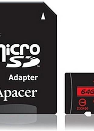 Карта пам'яті microsdhxc 64gb uhs-i class 10 apacer + sd adapter (ap64gmcsx10u5-r)